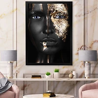 Portrait of A Afro American Girl with Gold Makeup  Wall Art