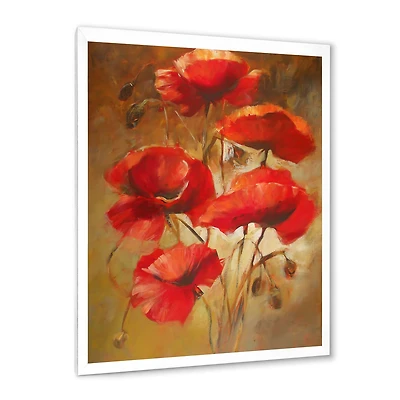 Red Blossoming Poppies IV Wall Art