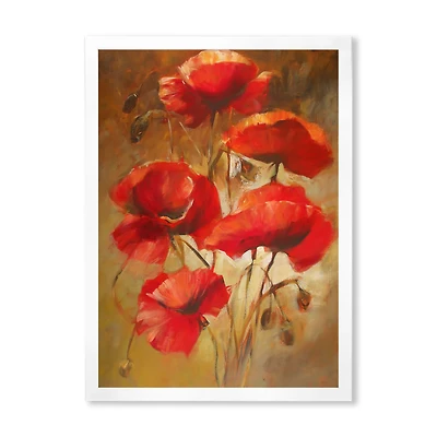 Red Blossoming Poppies IV Wall Art