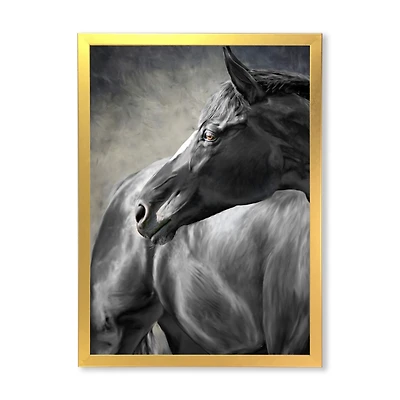 Portrait of A Black Horse  Canvas Wall Art Print