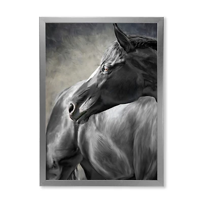 Portrait of A Black Horse  Canvas Wall Art Print