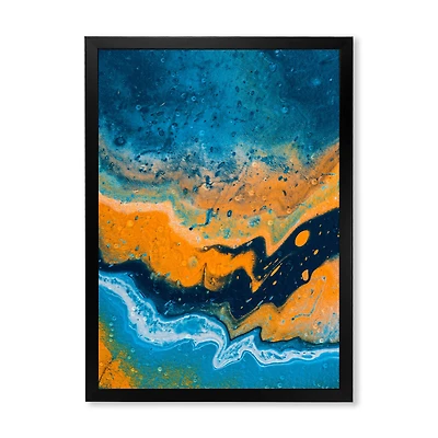 Abstract Marble Composition Blue and Orange IV  Wall Art