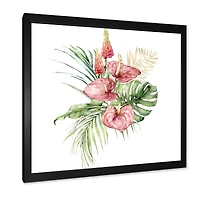 Tropical Bouquet with Anthurium Lupine & Leaves I  Canvas Wall Art Print