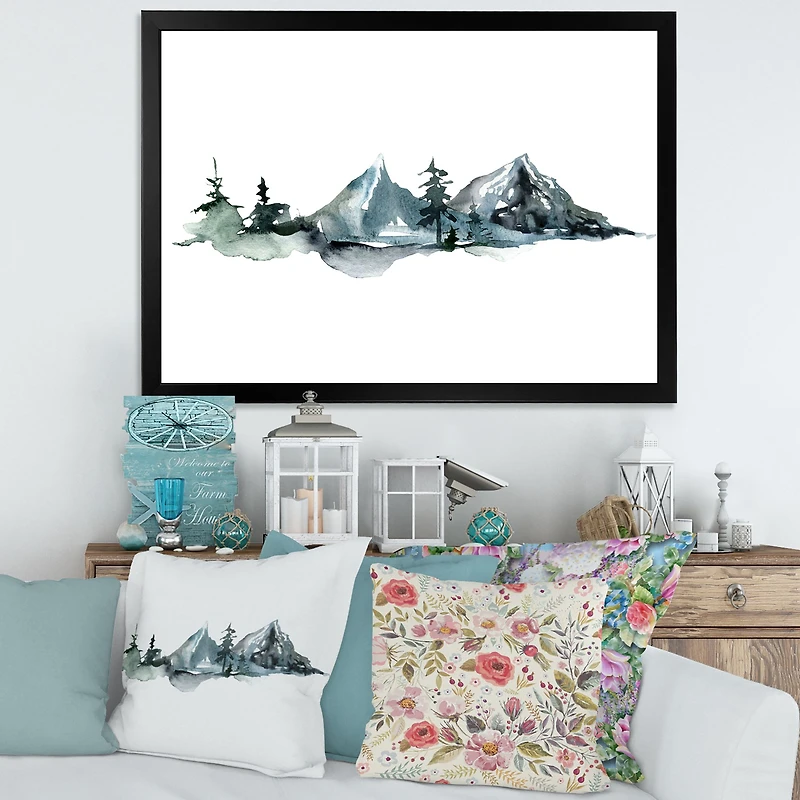 Minimalistic Winter Mountains and Fir Forest III  Canvas Wall Art Print