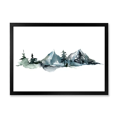 Minimalistic Winter Mountains and Fir Forest III  Canvas Wall Art Print