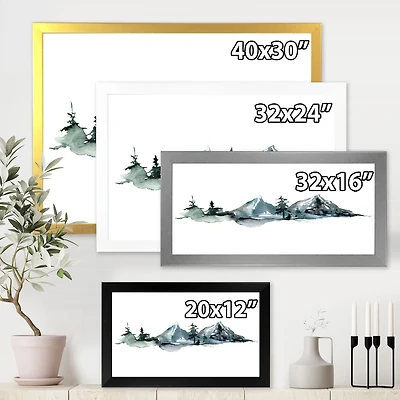 Minimalistic Winter Mountains and Fir Forest III  Canvas Wall Art Print