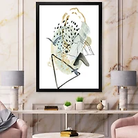 Gouache of Abstract Landscape with Mountain Bird  Canvas Wall Art Print