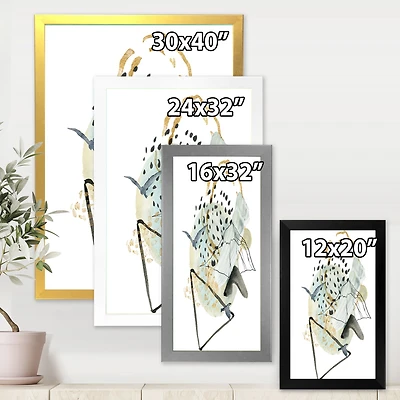 Gouache of Abstract Landscape with Mountain Bird Canvas Wall Art Print