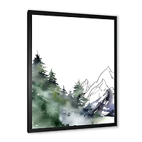 Winter Dark Blue Mountain Landscape with Trees III Canvas Wall Art Print
