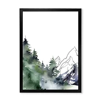 Winter Dark Blue Mountain Landscape with Trees III Canvas Wall Art Print