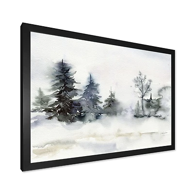Christmas Minimalistic Forest Landscape and Snow Canvas Wall Art
