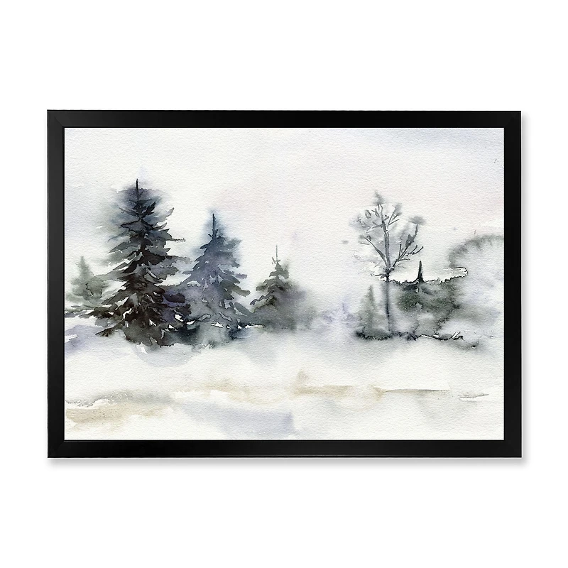 Toile imprimée « Christmas Minimalistic Forest Landscape and Snow