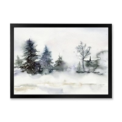 Toile imprimée « Christmas Minimalistic Forest Landscape and Snow