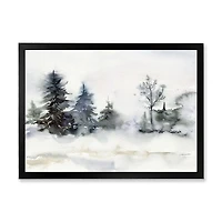 Christmas Minimalistic Forest Landscape and Snow Canvas Wall Art
