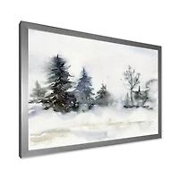 Christmas Minimalistic Forest Landscape and Snow Canvas Wall Art