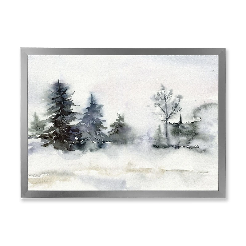 Christmas Minimalistic Forest Landscape and Snow Canvas Wall Art