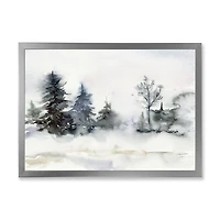 Christmas Minimalistic Forest Landscape and Snow Canvas Wall Art