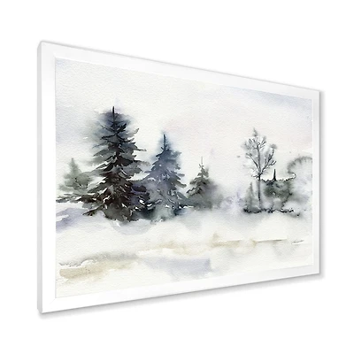 Christmas Minimalistic Forest Landscape and Snow Canvas Wall Art