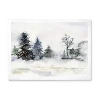 Christmas Minimalistic Forest Landscape and Snow Canvas Wall Art