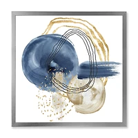 Abstract Dark Blue Gold & Black Underwater Life Canvas Wall Art Print