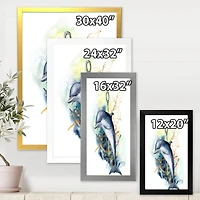 Dolphin Turtle Anchor & Linear Coral Reef Plants  Canvas Wall Art Print