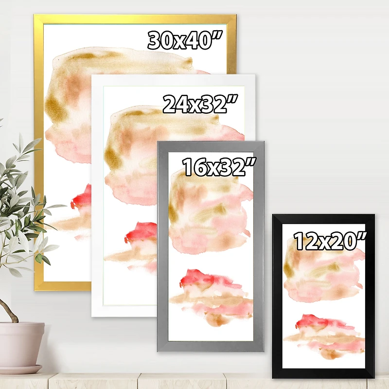 Abstract Set with Pink Gold Beige and Red Spots  Canvas Wall Art Print
