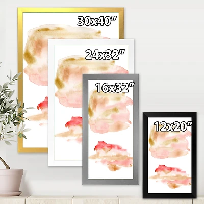 Abstract Set with Pink Gold Beige and Red Spots  Canvas Wall Art Print