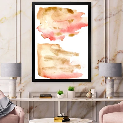 Pink Gold Red and Beige Abstract Clouds  Canvas Wall Art Print