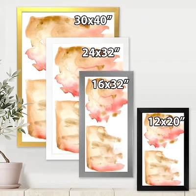 Pink Gold Red and Beige Abstract Clouds  Canvas Wall Art Print