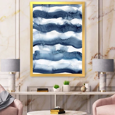 Abstract Classic Blue Waves Wall Art