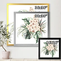 Bouquet with Orchids Monstera and Coconut Leaves Canvas Wall Art Print