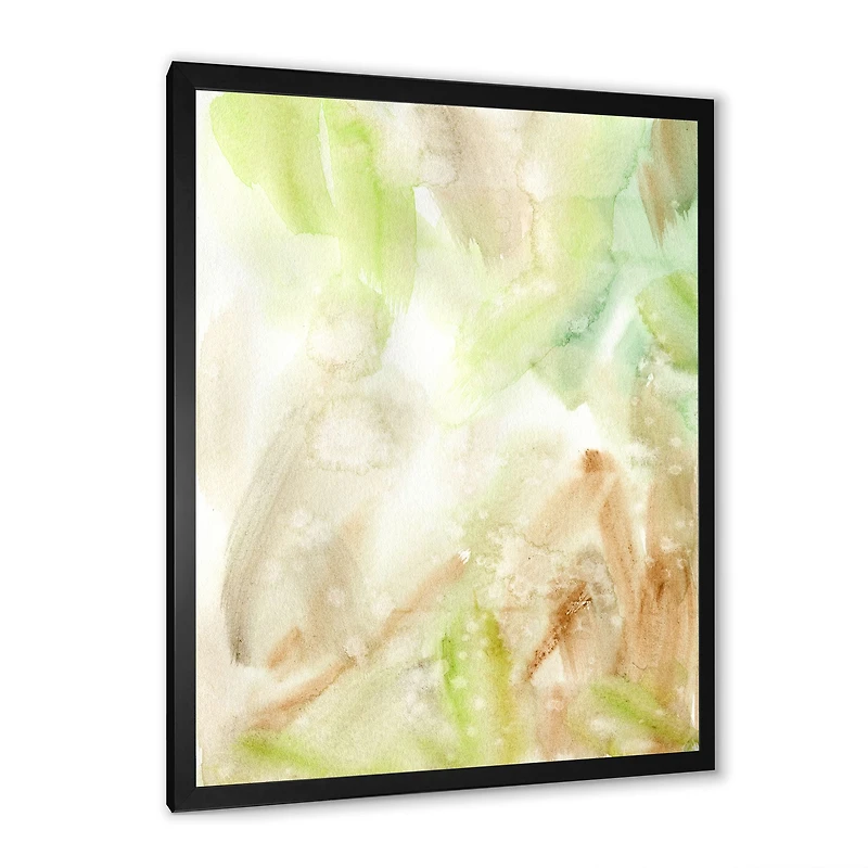 Pastel Abstract with Green Brown and Beige Spots Canvas Wall Art Print