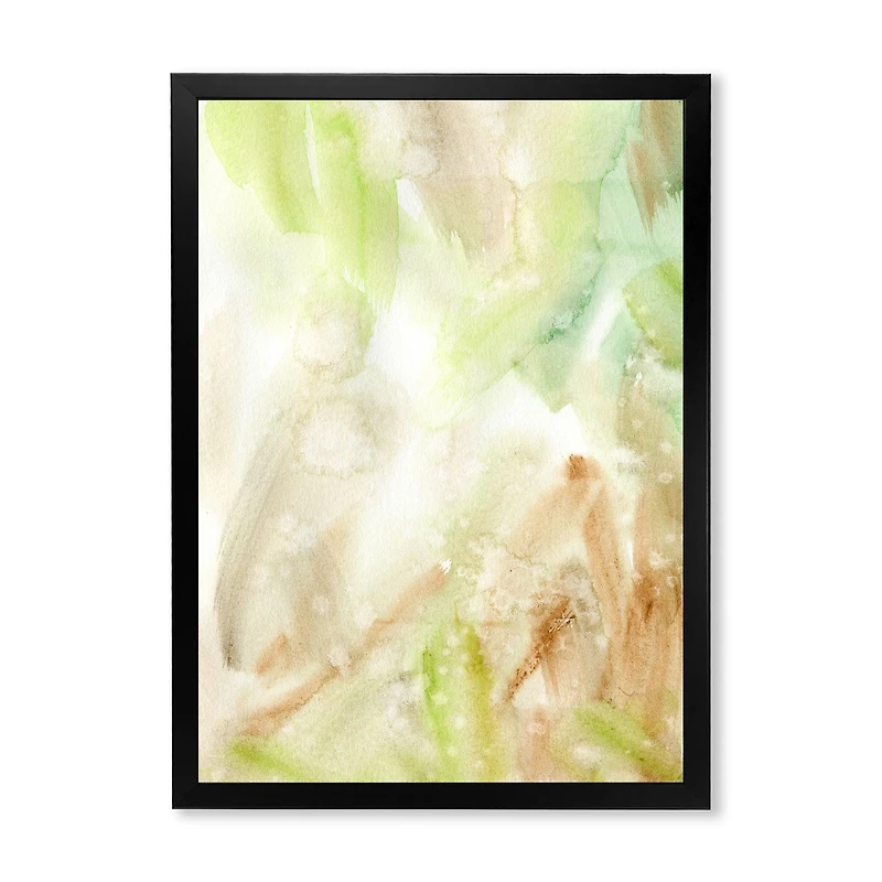 Pastel Abstract with Green Brown and Beige Spots Canvas Wall Art Print
