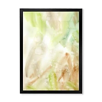 Pastel Abstract with Green Brown and Beige Spots Canvas Wall Art Print