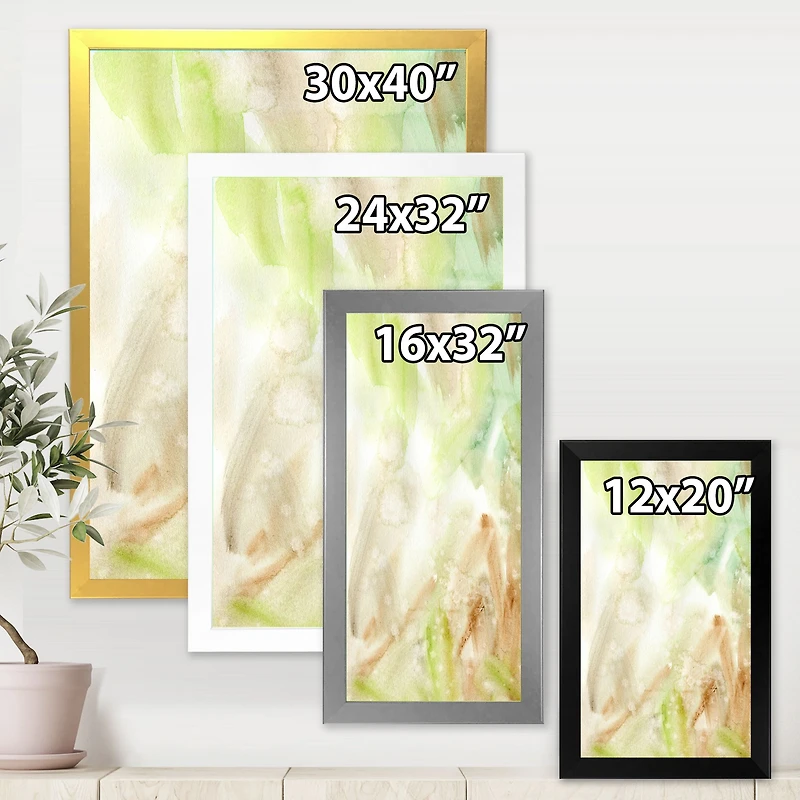 Pastel Abstract with Green Brown and Beige Spots Canvas Wall Art Print