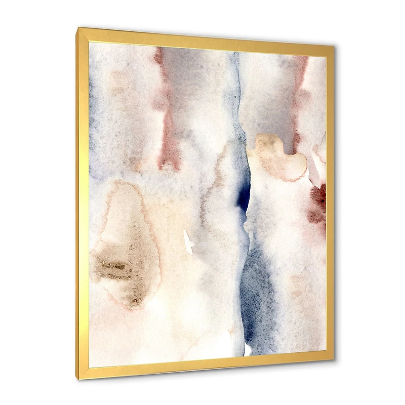 Pastel Abstract with Dark Blue Pink & Gray Spots  Wall Art