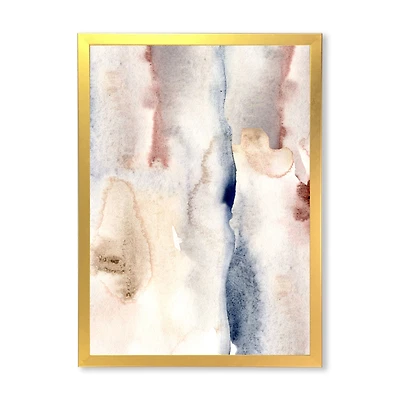 Pastel Abstract with Dark Blue Pink & Gray Spots  Wall Art