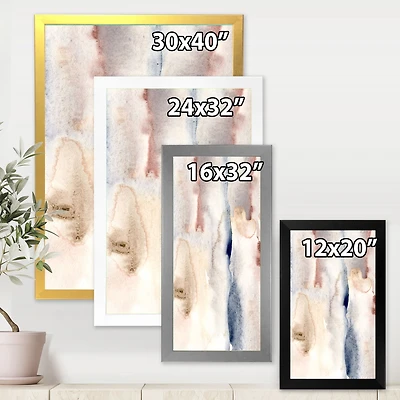 Pastel Abstract with Dark Blue Pink & Gray Spots  Wall Art