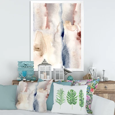 Pastel Abstract with Dark Blue Pink & Gray Spots  Wall Art