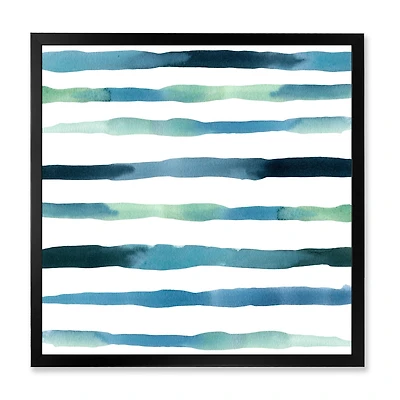 Aquatic Dark Blue Verticals Canvas Wall Art Print