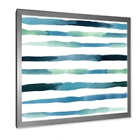 Aquatic Dark Blue Verticals Canvas Wall Art Print