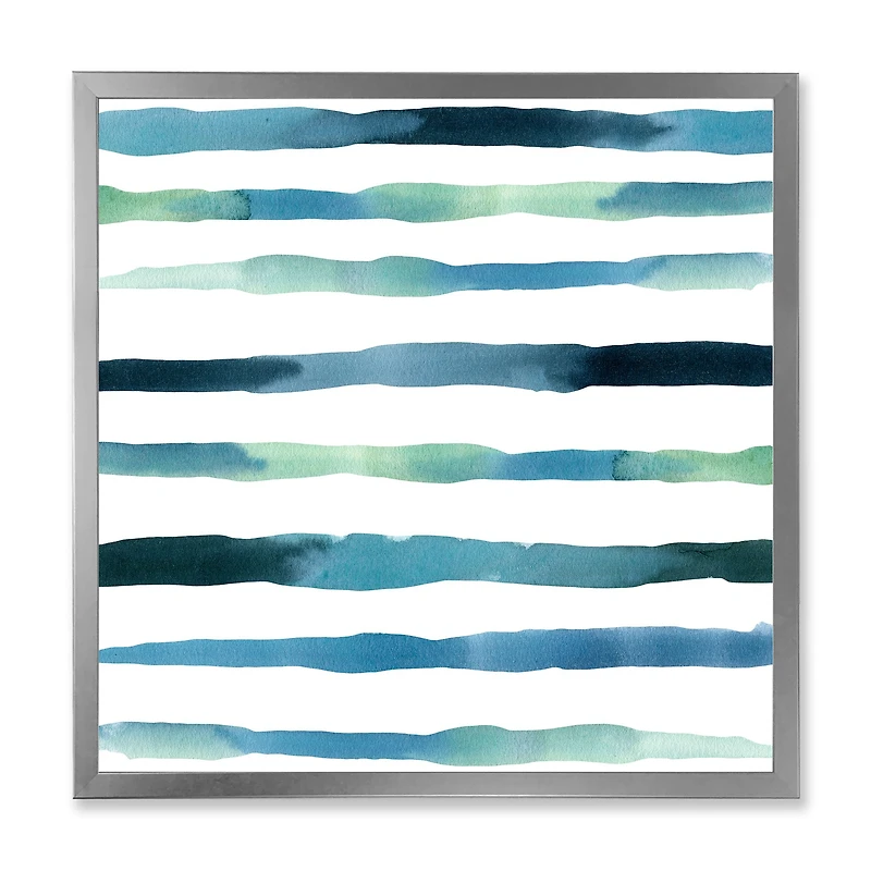 Aquatic Dark Blue Verticals Canvas Wall Art Print