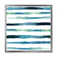 Aquatic Dark Blue Verticals Canvas Wall Art Print