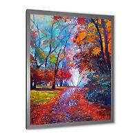 Little Road Through Red Autumn Landscape Wall Art