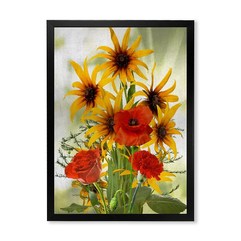 SunFlowers and Poppies The Wild Canvas Wall Art Print