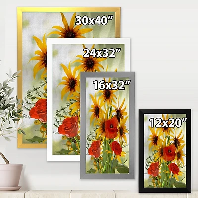 SunFlowers and Poppies The Wild  Canvas Wall Art Print