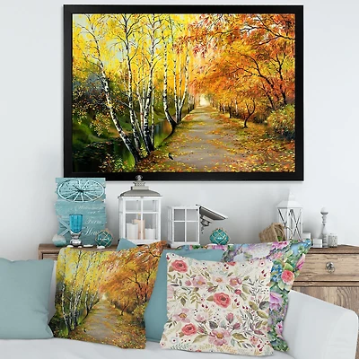River The Autumn Woods  Canvas Wall Art Print