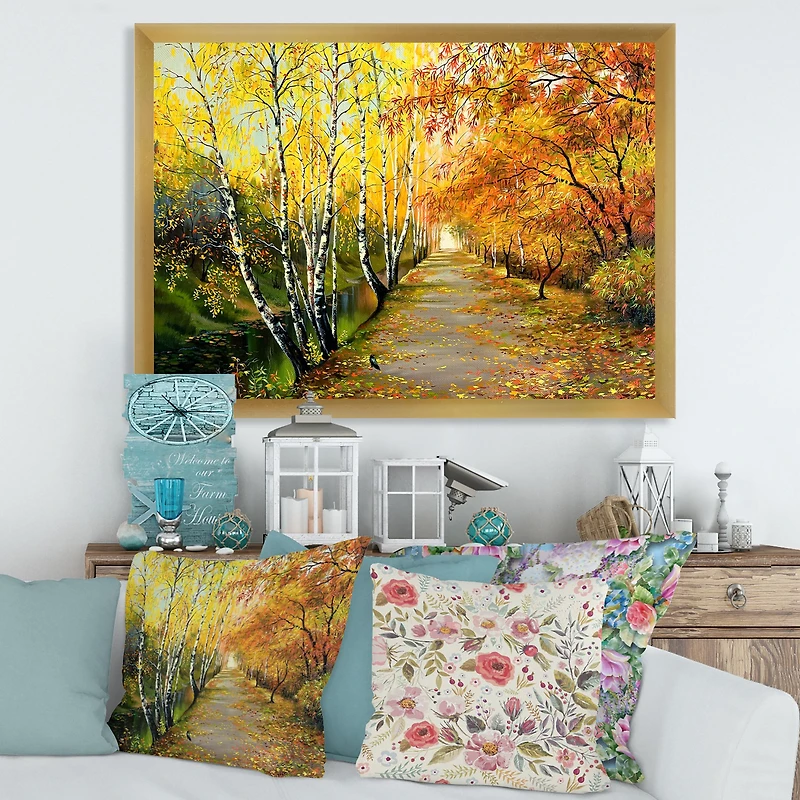 River The Autumn Woods  Canvas Wall Art Print