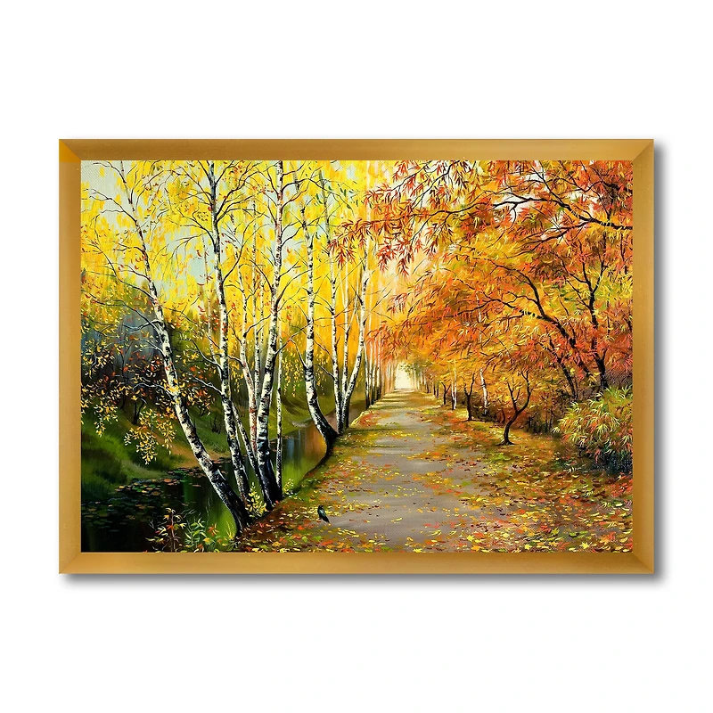 River The Autumn Woods  Canvas Wall Art Print