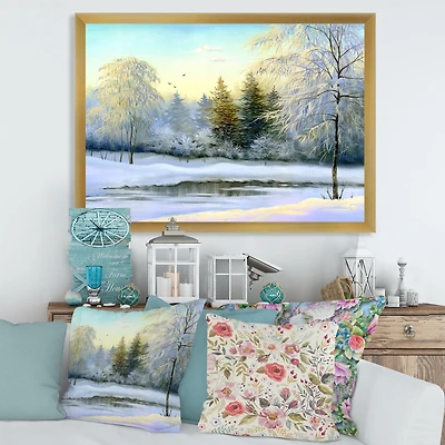 Green Trees Beautiful Winter Landscape Wall Art
